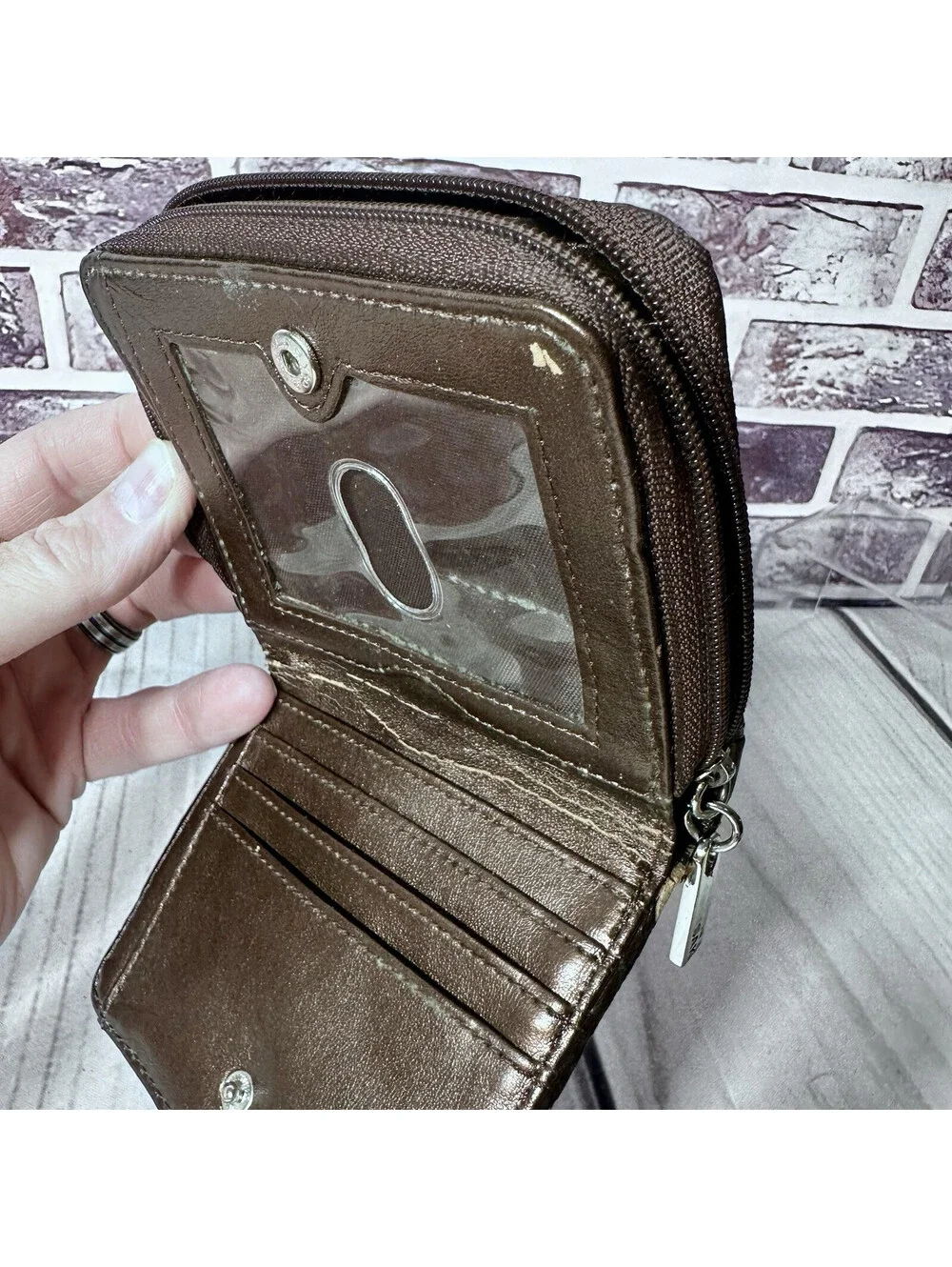 The SAK Zebra Print Brown Tan Gold Zip Around Wallet - RARE (see pictures)